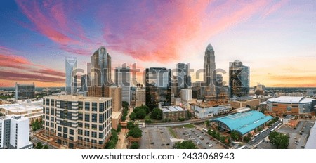 Charlotte, North Carolina, USA uptown cityscape at twilight.