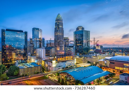 Charlotte, North Carolina, USA uptown skyline.