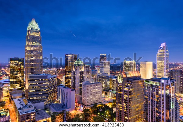 Charlotte North Carolina Usa Uptown Skyline Stock Photo Edit Now