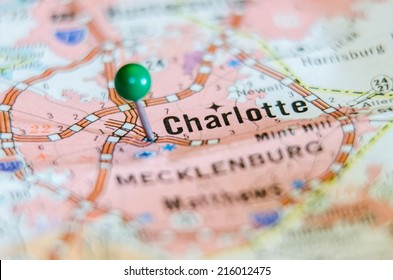 charlotte qc city pin on the map - Shutterstock ID 216012475