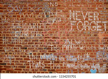 CHARLOTTESVILLE, VA – Aug 11, 2018: Chalked Messages At The Site Where Heather Heyer Was Killed On The One-year Anniversary Of A Rally That Turned Violent. 