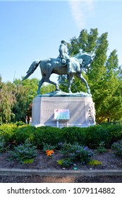 CHARLOTTESVILLE, VA - August 2017: A Handmade Sign In Support Of Heather Heyer Is Placed At The Base Of The Robert E Lee Statue. Heyer Was Killed When A Car Plowed Into A Crowd Of Protesters. 