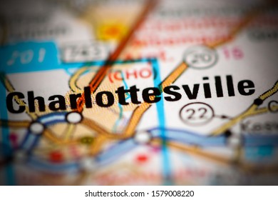 Charlottesville. Virginia. USA On A Geography Map