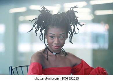 Charming Black Female Dreadlocks Buns Sitting Stock Photo Edit Now