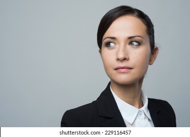 Charming Business Woman Looking Away Close-up Portrait.