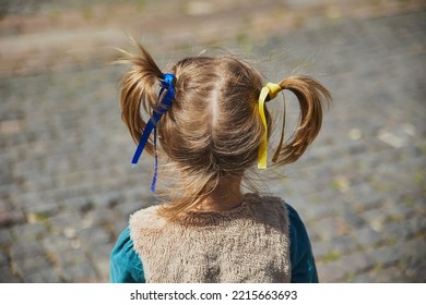 Charming Child With Ukrainian Ribbons In Her Hair 