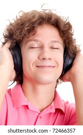 Charming curly man listen to the music - Shutterstock ID 72466357