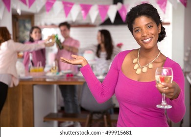 Charming Home Event Social Gathering Welcoming Host Woman Invites Us In To Her Party