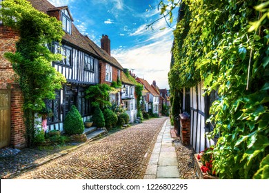 Charming Houses in Beautiful, Cobbled Mermaid Street, Rye, England - Shutterstock ID 1226802295