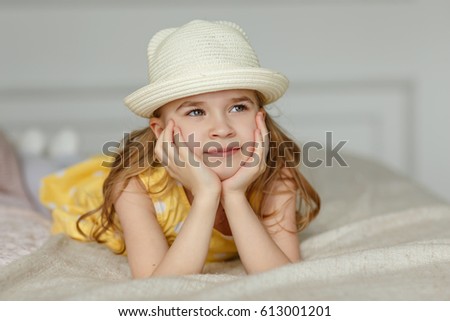 Similar – kid girl relaxing at home in weekend morning