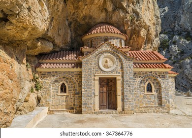 Charming old orthodox church of Saint Nicholas the Wonderworker, built in the rock.Crete island. Greece.Europe.