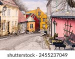 Charming old street in Oslo, Norway