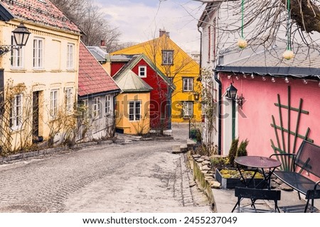 Charming old street in Oslo, Norway
