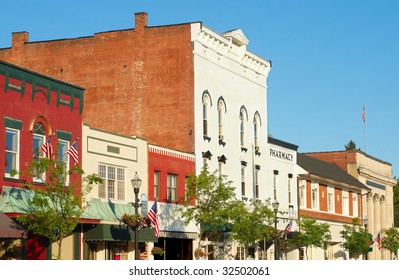 The charming old-fashioned Main Street of Chagrin Falls Ohio in early evening light - Powered by Shutterstock