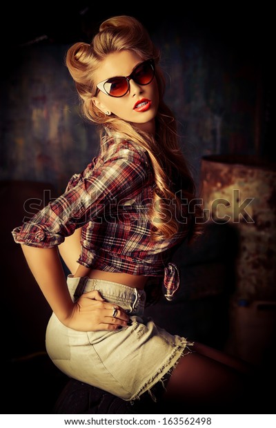 Charming Pinup Woman Retro Hairstyle Makeup Stock Photo Edit Now