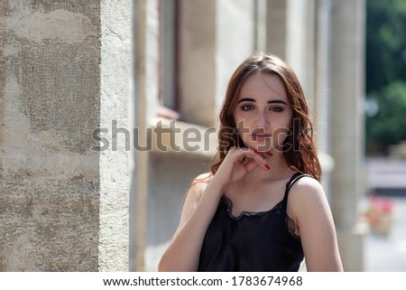 Similar – Image, Stock Photo Young girl posing outdoor