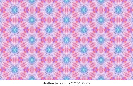 A charming, seamless repeating pattern with hexagonal floral motifs in delicate shades of purple, pink, and blue, ideal for feminine designs. - Powered by Shutterstock - Get 15% off with code: PIKWIZARD15