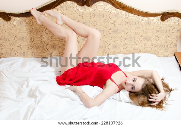 Charming Sleeping Beauty Portrait Elegant Sensual Stock