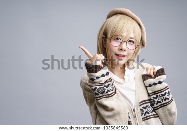 Charming Smiling Asian Girl Glasses Blonde Stock Photo Edit Now