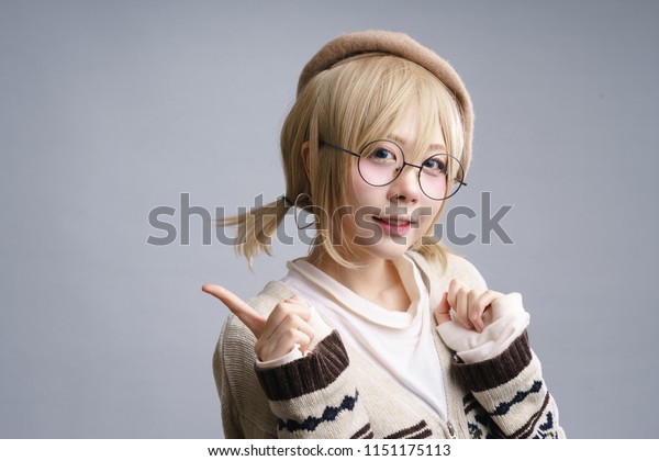 Charming Smiling Asian Girl Glasses Blonde Stock Photo Edit Now