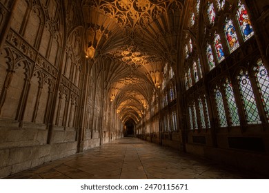 Charming view of the halls in Gloucester Cathedral. Gothic splendor and architectural grace  - Powered by Shutterstock