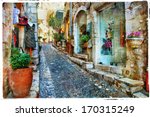 charming villages of Provance, France - artwork in painting styl