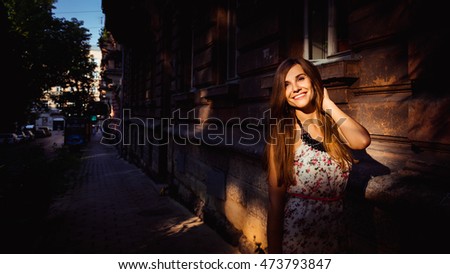 Similar – Beautiful thin woman pulling from her boyfriend hand while he takes the photo