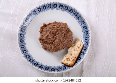 Charoset Plate With A Piece Of Matza 