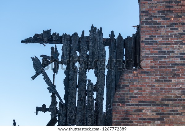 Stock photo of an office damaged by fire
