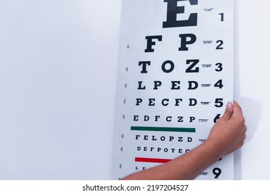 Chart Or Snellen Panel For Vision. Eye Chart With Red And Green Lines. Vision Test Sheet.