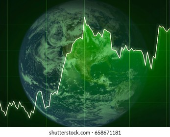 Chart with world globe background.Elements of this image are furnished by NASA