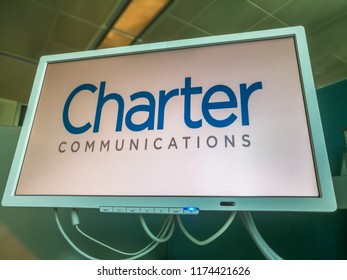 Charter Communications Logo On A PC Monitor In A Coworking Place In Milan,Italy-September 2018