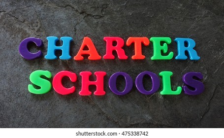 Charter Schools Spelled Out In Colorful Play Letters -- Education Concept                               