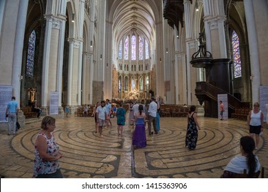 Chartres / France 07-26-2018. Labyrinth of the Cathedral of Chartres.