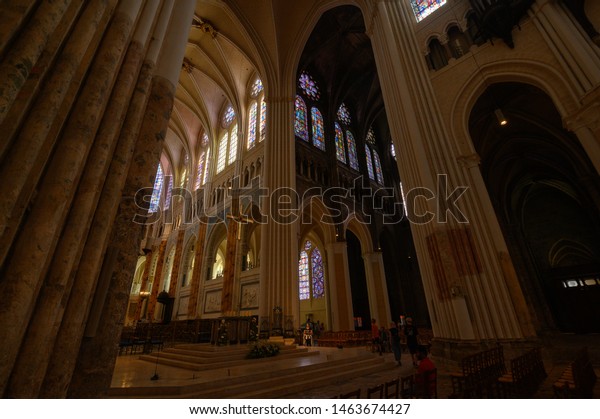 Chartres France Jul 2019 Interior Cathedral Stock Photo