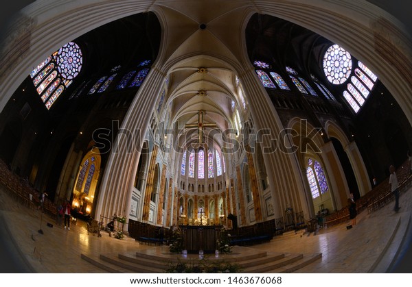 Chartres France Jul 2019 Interior Cathedral Stock Photo