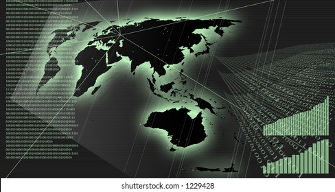 charts and data on the world map