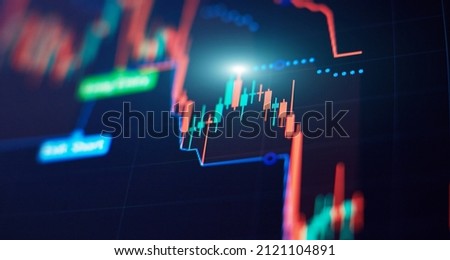 Charts of financial instruments with various type of indicators including volume analysis for professional technical analysis on the monitor of a computer.