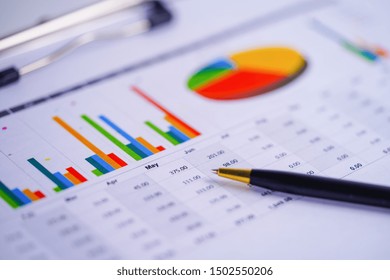 Charts Graphs spreadsheet paper. Financial development, Banking Account, Statistics, Investment Analytic research data economy, Stock exchange Business office company meeting concept.