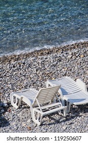 Chase Lounge On The Rocky Beach At Nice France