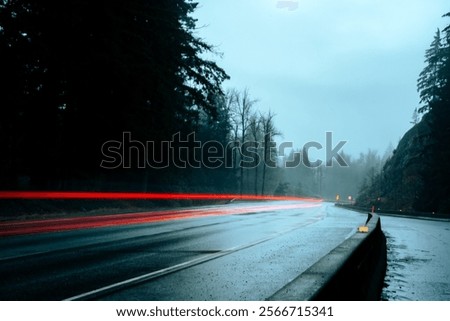 Similar – Image, Stock Photo Country road at night Headlights