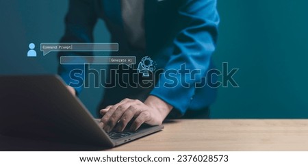 Chat Ai, Artificial Intelligence. using command prompt for generates Futuristic technology transformation, technology smart robot connection for providing access to information and network.