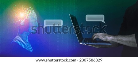 Chat Ai concept. User communicates with Artificial Intelligence in chat bot. Development of Ai