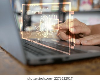 Chat with Artificial intelligence. Finger activates chatting with a smart AI, a large language model. Future technology, business, and education  - Shutterstock ID 2276522017