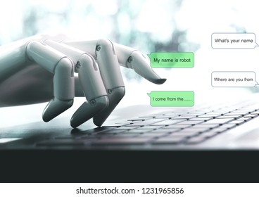 Chat Bot Concept Hands Robot Talk Live Chat