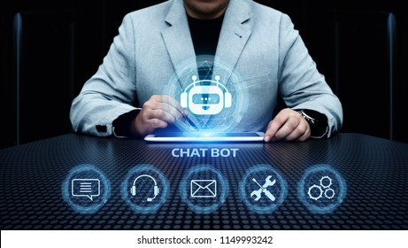 Chat bot Robot Online Chatting Communication Business Internet Technology Concept.