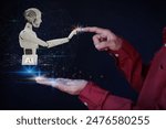 Chatbot chat with AI artificial intelligence Businessman using AI smart robot technology, artificial intelligence by giving commands to create something. future technology