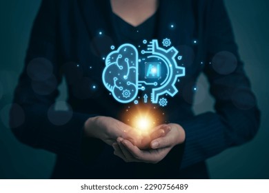 Chatbot chat with AI artificial intelligence. Concept of using AI technology to help work in order to work easier and faster. Future technology development business