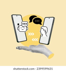 Chatbot, Chat with AI, Artificial Intelligence, man uses technology, intelligent robot, AI, artificial intelligence, system symbol, transformation, futuristic technology, communicating with artificial