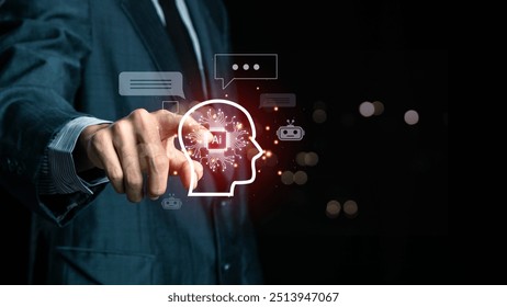 ChatBOT Chat with AI or Artificial Intelligence. Digital chatbot, robot application, OpenAI generate. Chatbot conversation Ai Artificial Intelligence technology online customer service.